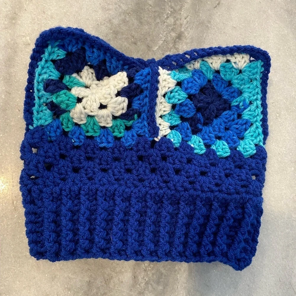 Handmade Crochet Cat Animal Ear Beanie Hat Cozy Ribbed Brim Stretch Winter Hat